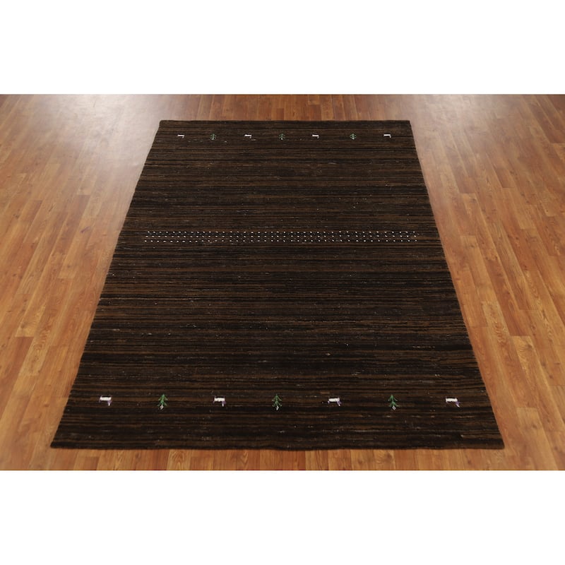 Hand Knotted Oriental 100% Wool Carpet Tribal Tribal Brown Gabbeh Area Rug - 7' 6'' X 5' 5''