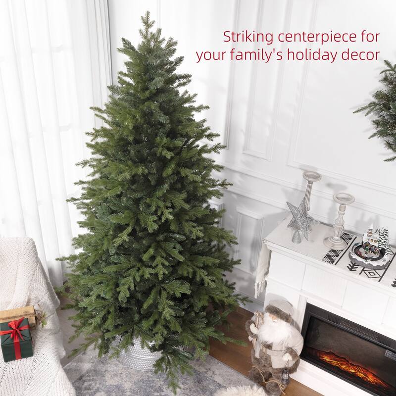 Lush 7ft Artificial Christmas Tree, Easy Setup with Hinged Branches and Metal Stand