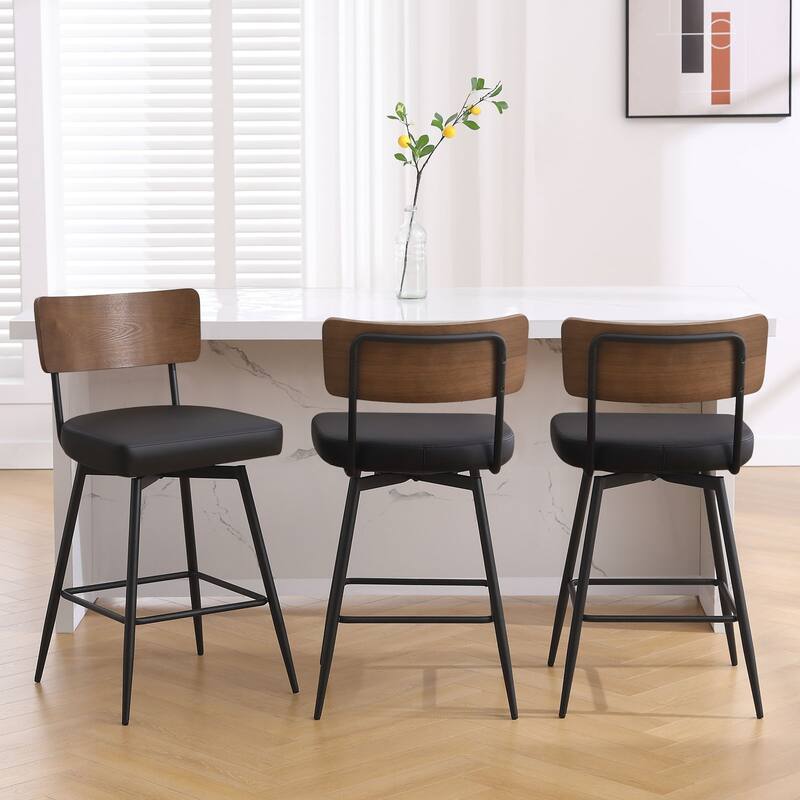 26"/ 29" Faux Leather Swivel Counter/ Bar Stools Set of 2/3