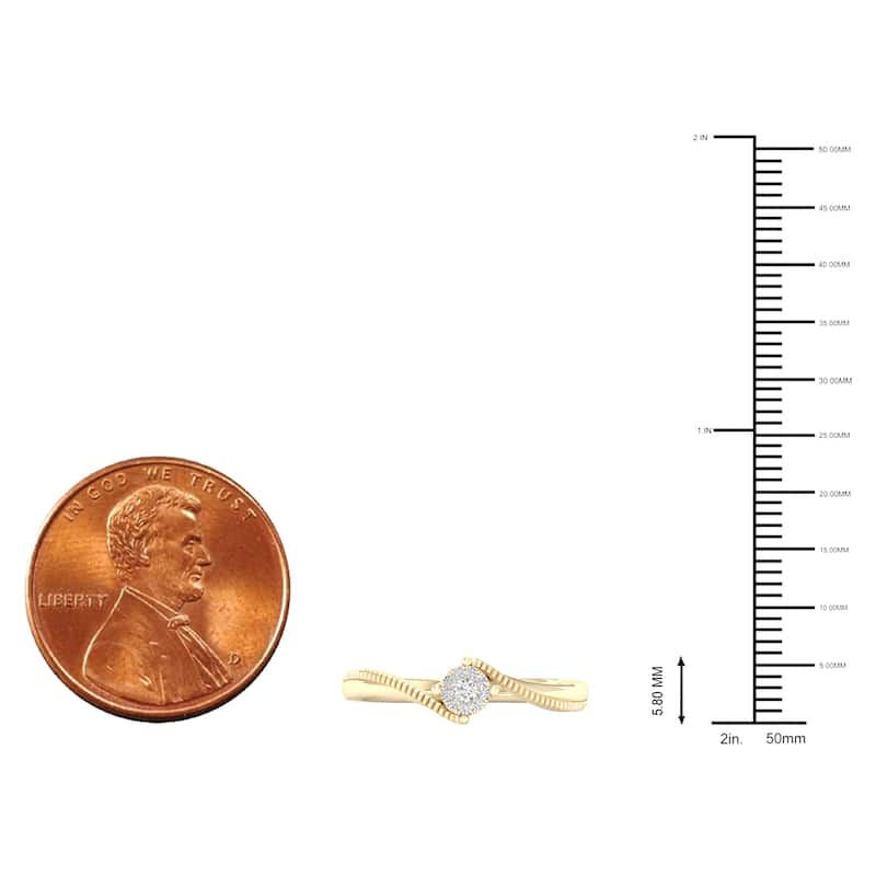 1/20ct TDW Diamond Cluster Bypass Ring in 10k or 14k Gold by De Couer