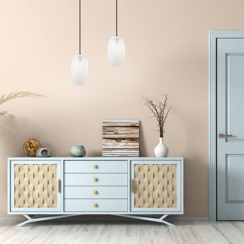 Adriana River of Goods Black Metal and White/Clear Glass 6-Inch Pendant Light with Adjustable Hanging Cord - 6" x 6" x 70.75"