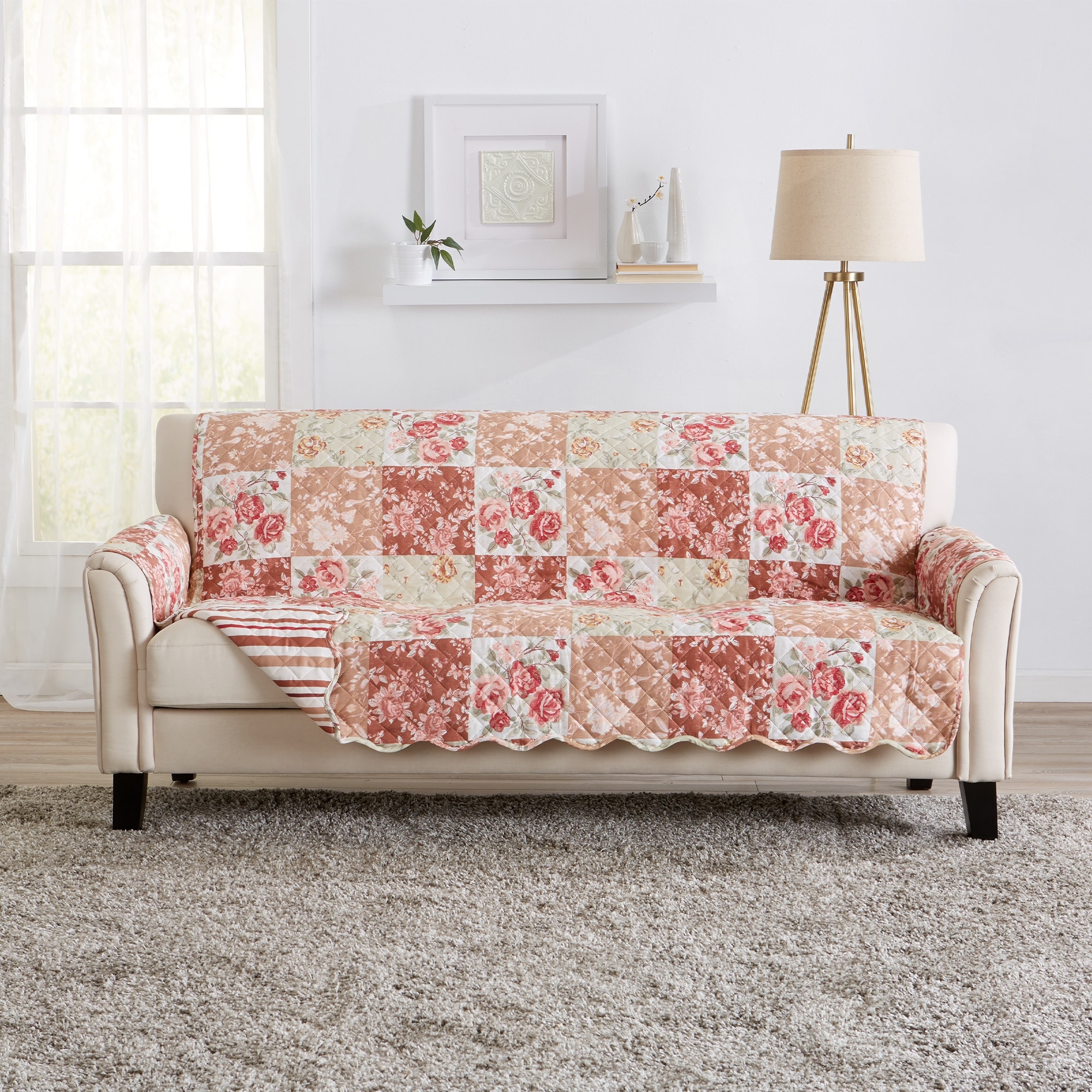 Linery & Co. Floral Patchwork Reversible Pet Furniture Protector