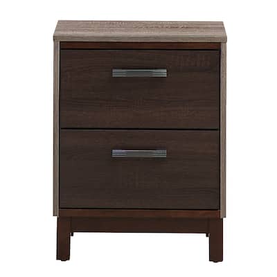 Magnolia 2-Drawer Brown Nightstand (24 in. H x 19 in. W x 15.5 in. D)
