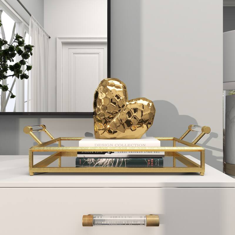 Gold, Black, Silver or White Porcelain Ceramic Dimensional Angled Origami Inspired Heart Decorative Sculpture