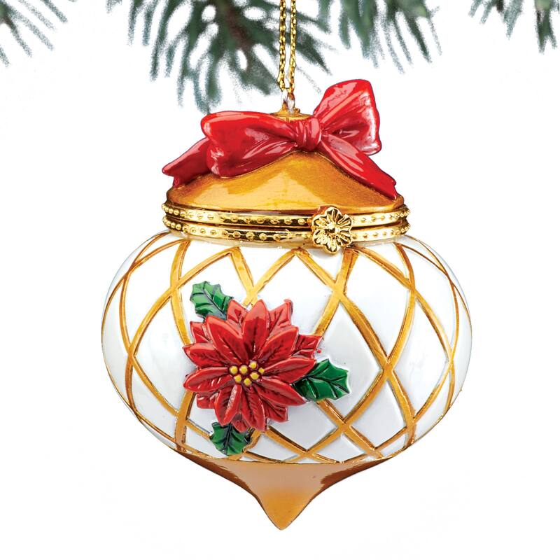 Festive Trinket Box Christmas Ornaments - 4.750 x 4.200 x 4.100