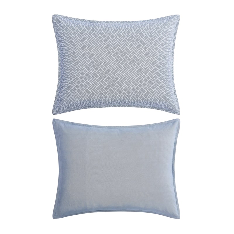 Tommy Hilfiger Trellis Flag Cotton Reversible Blue Comforter Set