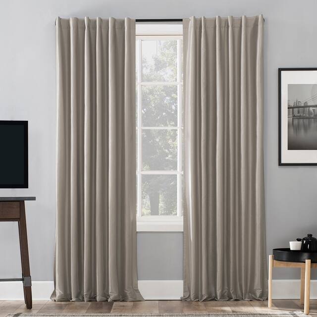 Sun Zero Evelina Faux Dupioni Silk Blackout Curtain Panel, Single Panel - 50 x 95 - Stone