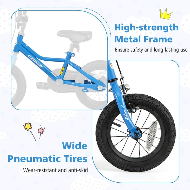 Costway 12"/14"/16"/18" Kids Training Bike with Removable Training
