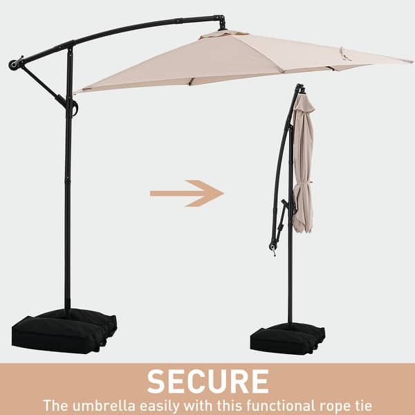 Ainfox 10 ft Cantilever Offset Outdoor Patio Umbrella with Base Stand Rotate and Tilt