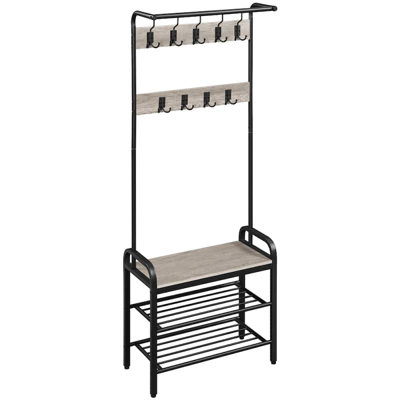 Yaheetech 72in Industrial Hall Tree Entryway Coat Rack with Bench ...