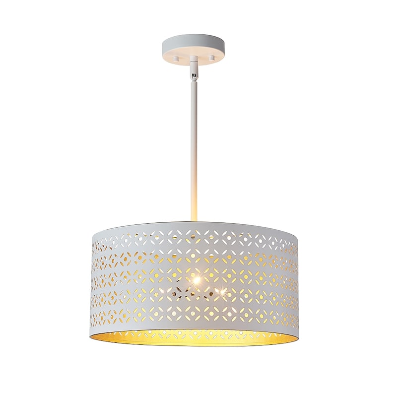 15 inch 3 light white and gold etch ceiling mount light