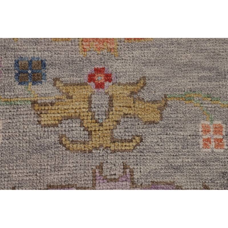 Floral Oushak Oriental Area Rug Hand-Knotted Wool Carpet - 9'1" x 11'9"