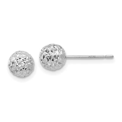 Curata 14k White Gold Polished 6mm Ball Post Earrings - 6x6mm Wide