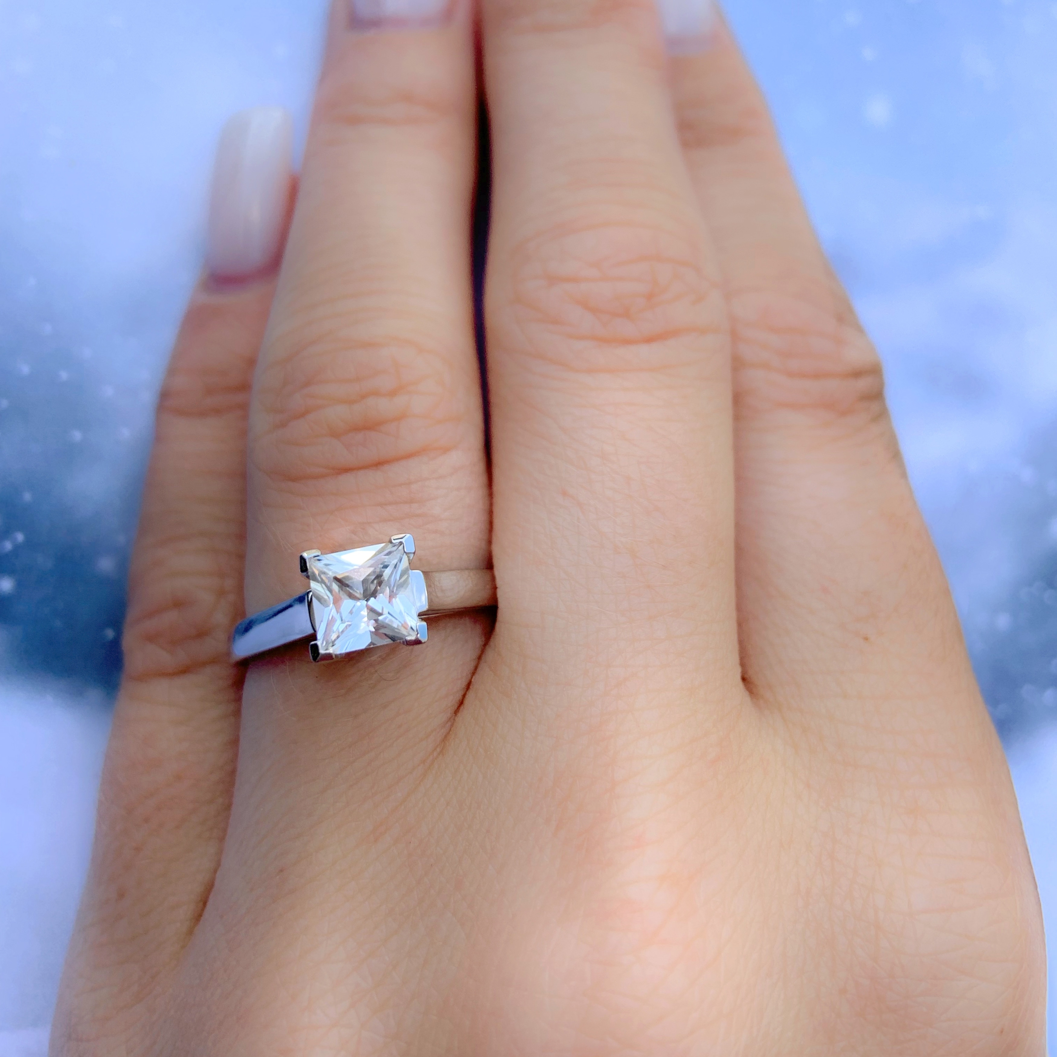 Miadora 10k White Gold Princess-cut Created White Sapphire