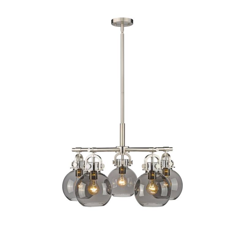 Innovations Lighting Newton Sphere - 5 Light 7" Stem Hung Chandelier.