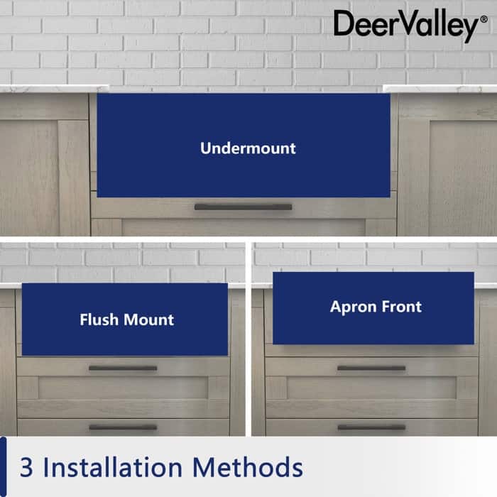 DeerValley 33"L X 20"W Double Bowl Workstation Farmhouse Kitchen Sink With Cutting Board And Dish-Drying Rack