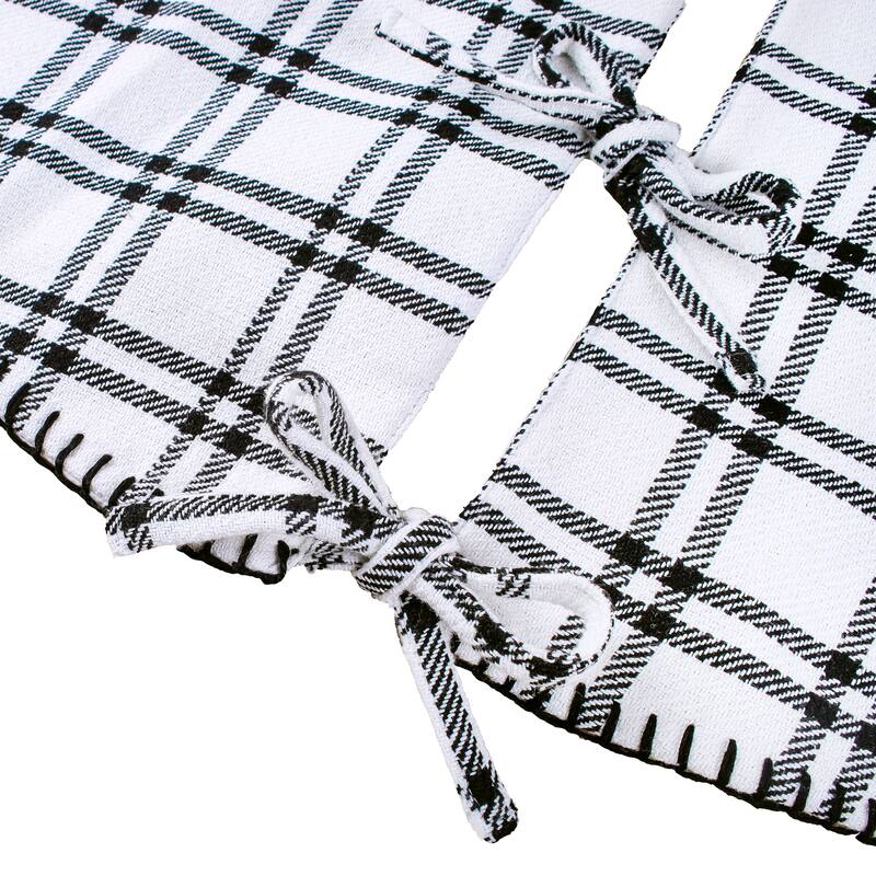 National Tree Company 48 in. HGTV Home Collection Plaid Whipstitch Tree Skirt, Black and White - 48 in