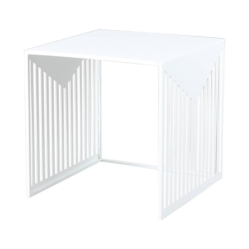 LeisureMod Cisco Modern Square Powder-Coated Steel Finish Side Table - 15.8