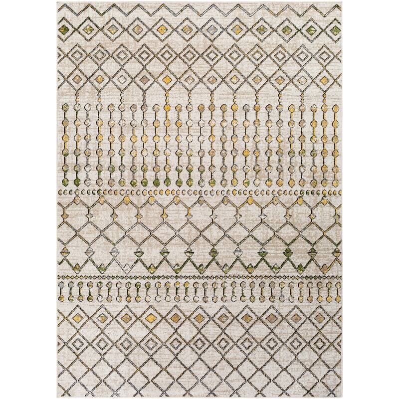 Livabliss Quince Bohemian Machine Washable Area Rug - Beige/Grey - 7' 10" x 10'