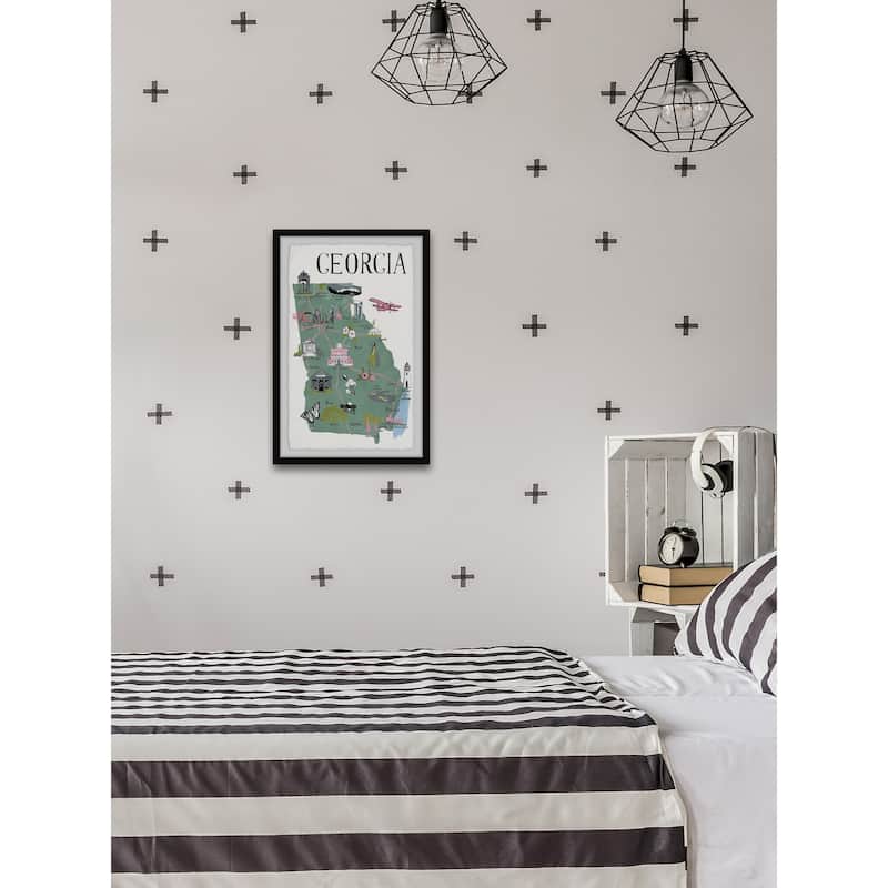 'Illustrated Map of the State of Georgia II' Framed Painting Print