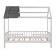 preview thumbnail 14 of 34, Twin House Bed Wood Platform with Guardrail - Playful Design White+Gray