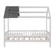 preview thumbnail 2 of 7, Grey-White Twin Size Wood House Bed With Fence