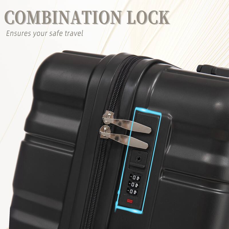 3 pcs/set in ABS Spinner Wheel Luggage, Carry on Suitcase, Matching Color, Combination Lock (Purple)