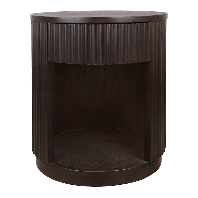 NPD Furniture Truro Fluted Nightstand with 1 Drawer and Open Shelf