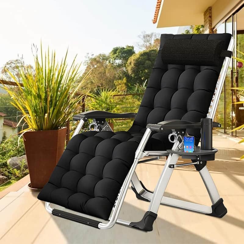 DoCred Zero Gravity Chair, Folding Adjustable Patio Lounge Chair - Black-2