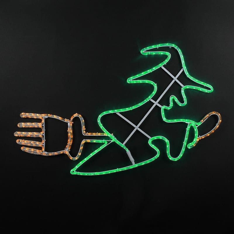 Novelty Lights LED Green and Orange Halloween Witch Rope Light Motif Sculpture - WITCH