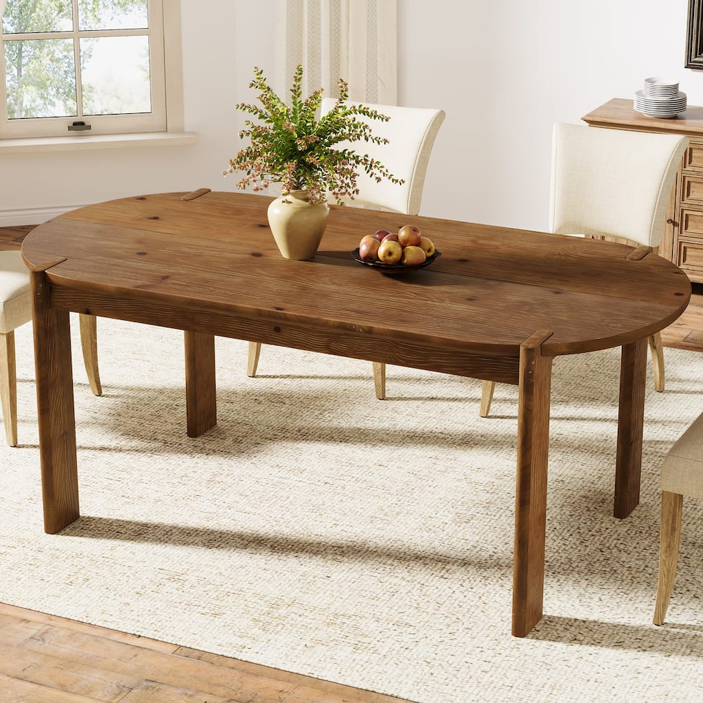63" Solid Wood Oval Dining Table for 4-6