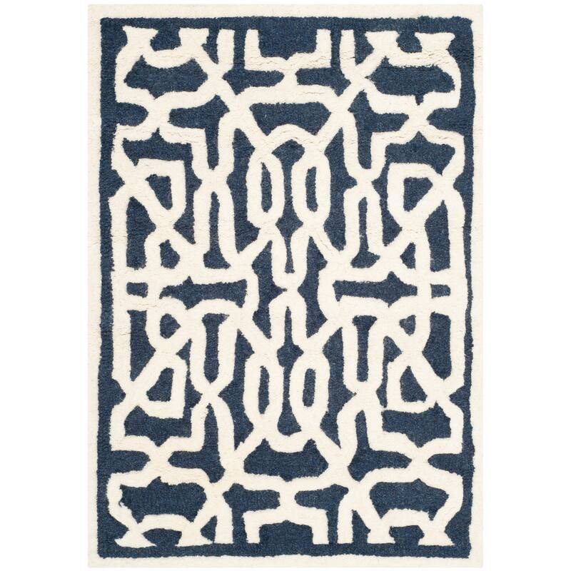 SAFAVIEH Handmade Cambridge Sissi Modern Wool Rug - 2' x 3' - Navy/Ivory