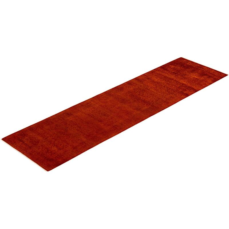 Overdyed One-of-a-Kind Hand-Knotted Area Rug - Orange - 2' 7" x 10' 0"