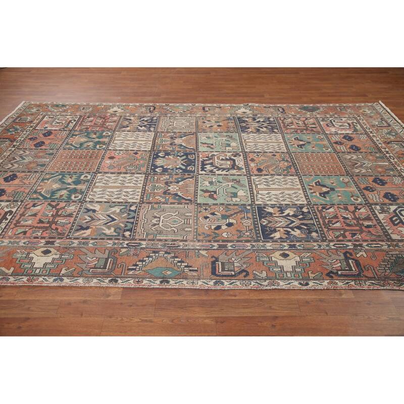 Hand Knotted Oriental 100% Wool Carpet Traditional Garden Design Multi-Colored Bakhtiari Area Rug - 10' 5'' X 6' 8''
