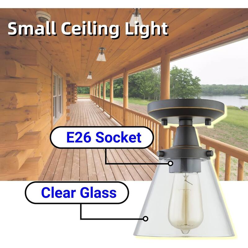 2-Pack Semi Flush Mount Ceiling Light Fixture - Oil Rubbed Bronze