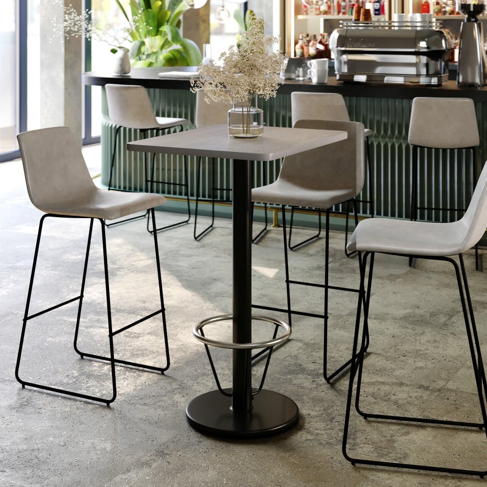 24'' x 30'' Rectangular Table Top with 18'' Round Bar Height Table Base - 30"D x 24"W x 43.125"H