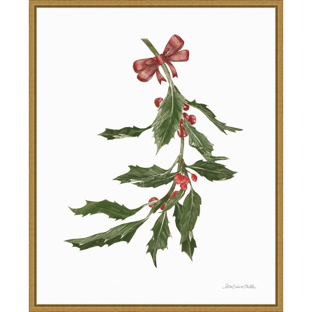 Peace and Joy Holly by Sara Zieve Miller Framed Canvas Wall Art