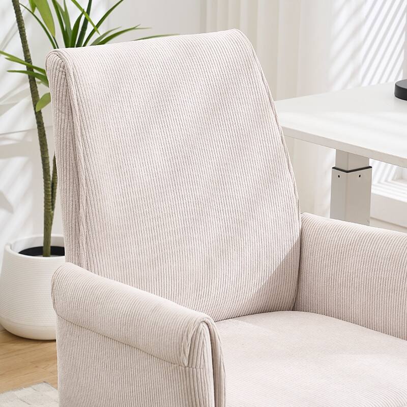 Corduroy Swivel Office Chair with Wheels, Ergonomic High Back Task Chair, Upholstered Accent Chair with Adjustable Height