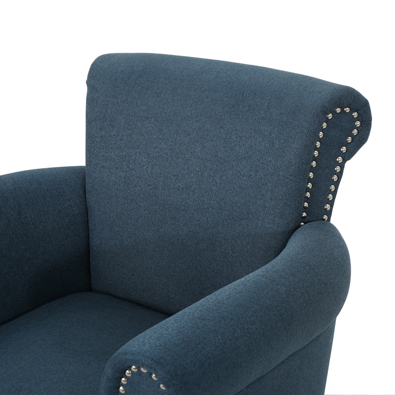 Brice Contemporary Scroll Arm Club Chair with Nailhead Trim by Christopher Knight Home