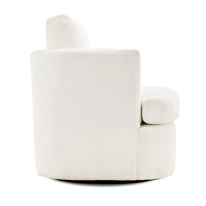 Modern Chenille Upholstered Swivel Accent Barrel Chair Set Modern Swivel Armchair for Living Room