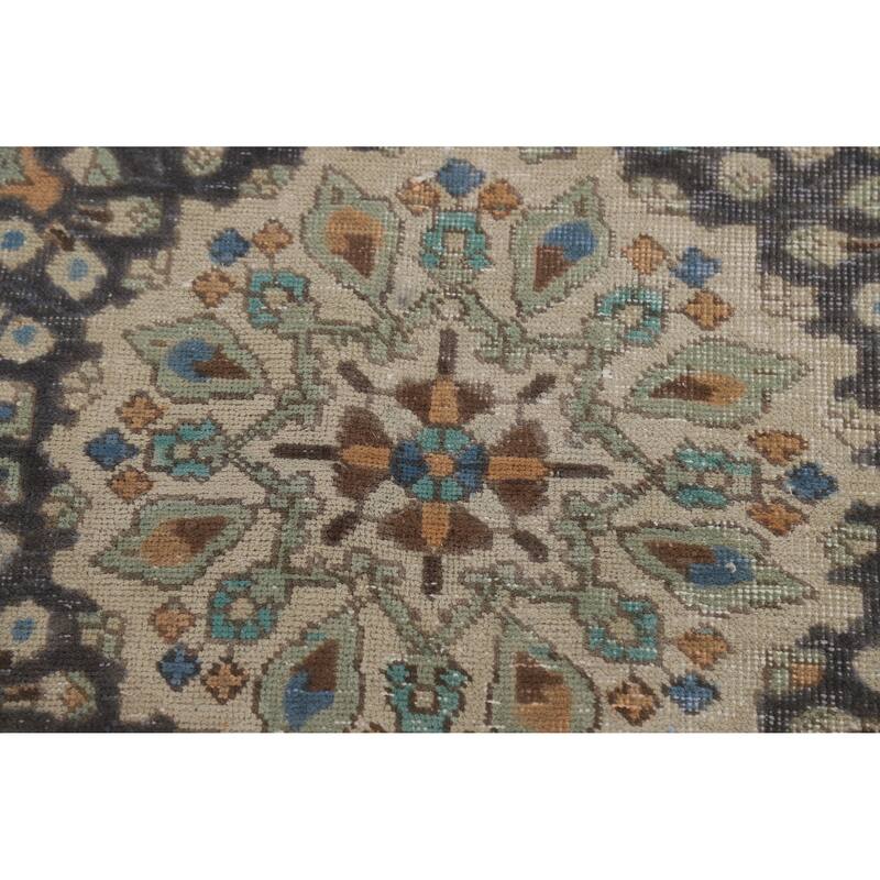 Traditional Blue Tabriz Persian Vintage Area Rug Handmade Wool Carpet - 7'1" x 9'8"
