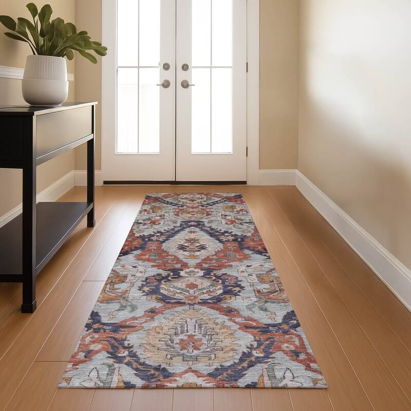 Premium Washable Super Soft Global Traditional Mayfield Rug - Blue - 2'3" x 7'6"