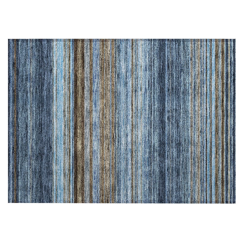 Machine Washable Indoor/ Outdoor Ombre Stripes Chantille Rug