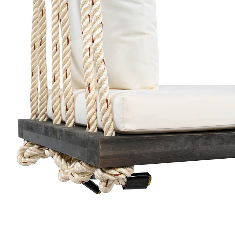 Wood Outdoor Porch Swing Daybed with Cushion&Pillows