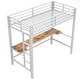 preview thumbnail 47 of 64, Twin/Full Size Gaming Loft Bed with Bulit-in Desk and LED Lights, Metal Loft Bedframe with Ladder and Guardrails for Kids