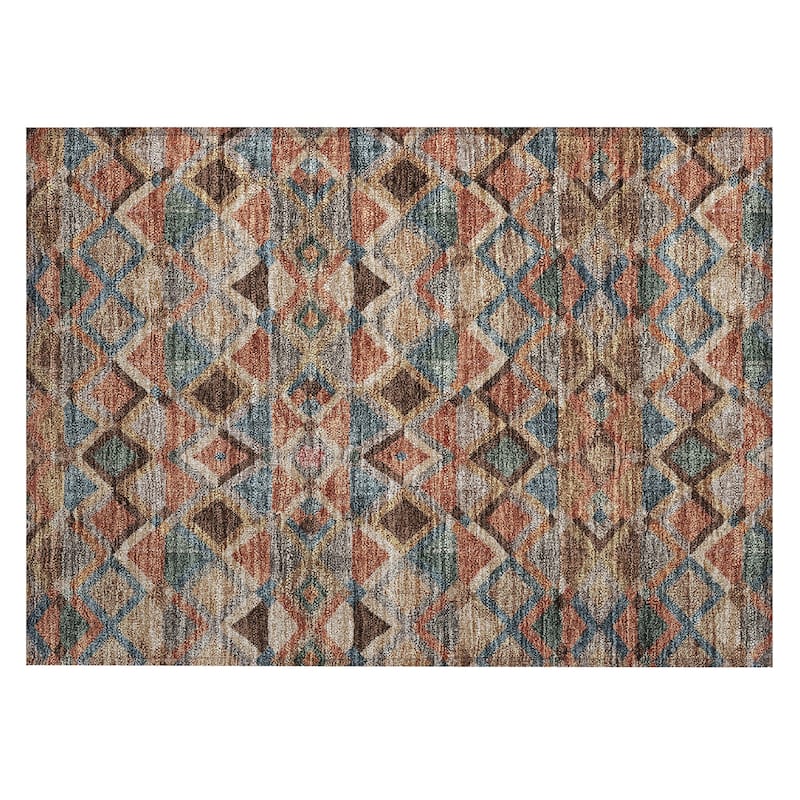 Machine Washable Indoor/ Outdoor Boho Modern Chantille Rug