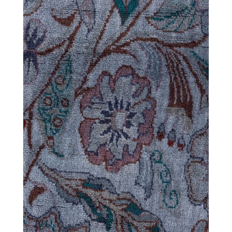 Fine Vibrance One-of-a-Kind Hand-Knotted Runner Rug - Gray, 2' 7" x 12' 8" - 2' 7" x 12' 8"
