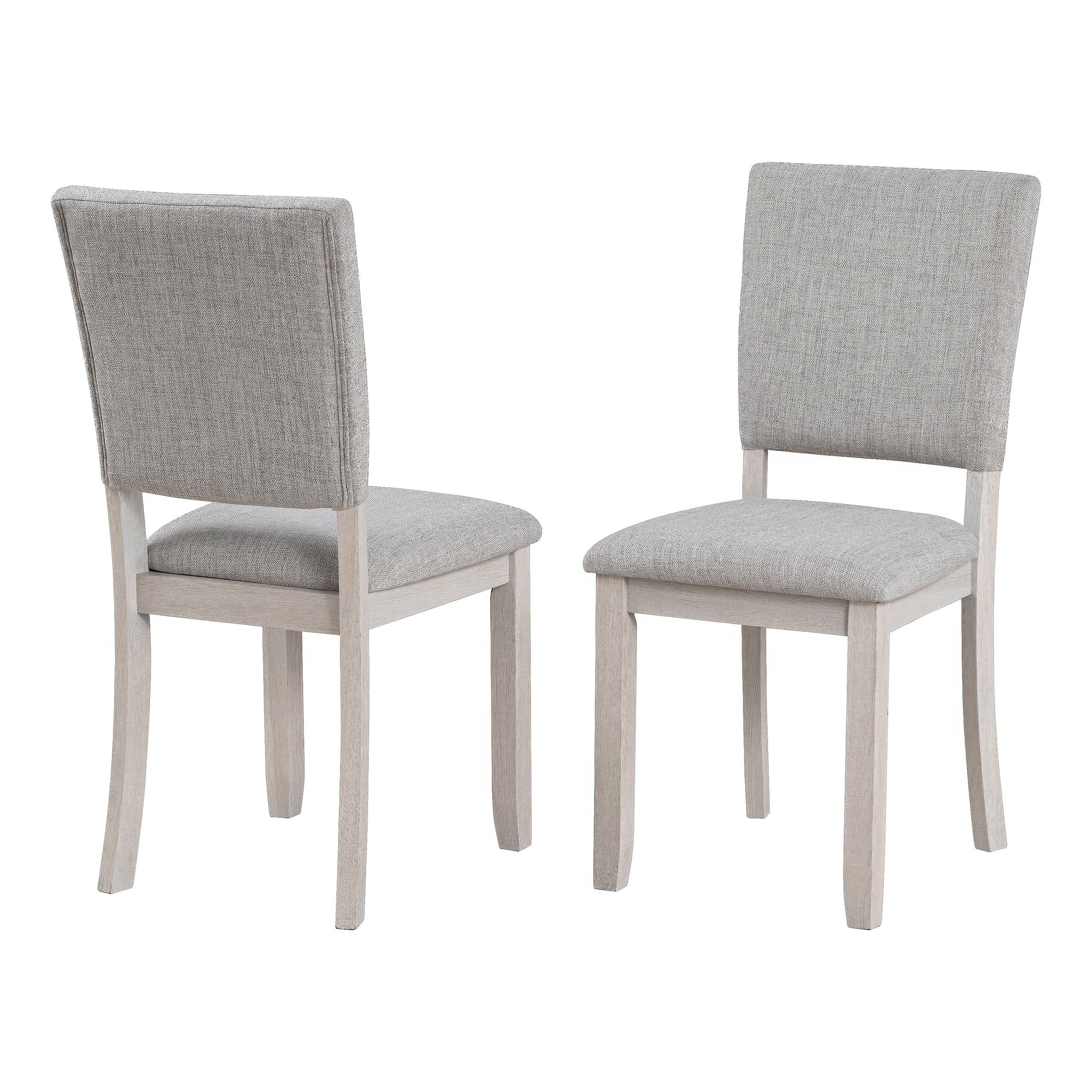 Kysa 4pc Dining Chair Set, Light Gray Upholstered Seat and Back, White