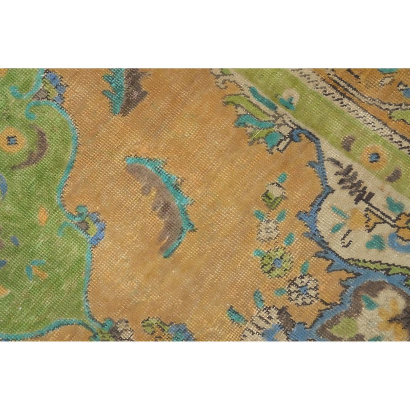 Hand Knotted Oriental 100% Wool Carpet Traditional Floral Oranges & Rust Tabriz Area Rug - 9' 4'' X 6' 2''