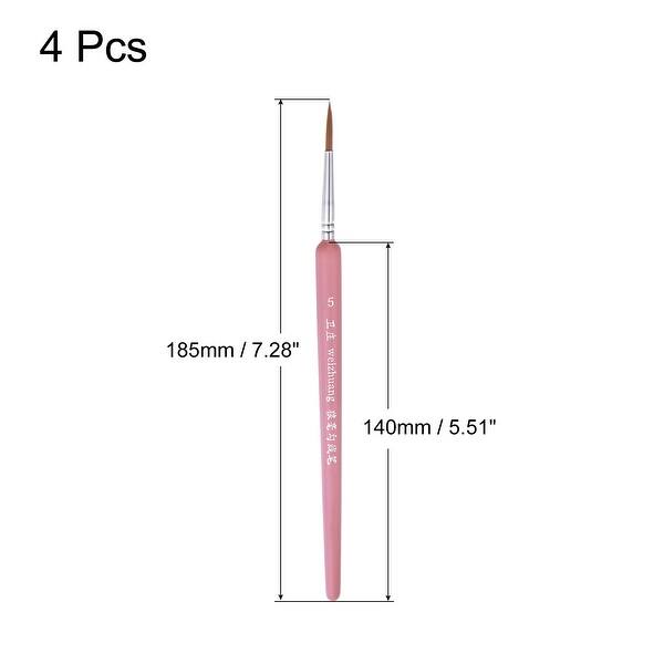 slide 3 of 6, Detailing Paint Brush 0.59" Bristle Length with Pink Wood Handle 4Pcs Pink